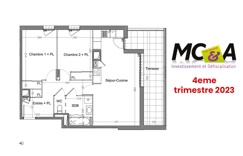 3 pièces de 65m² avec terrasse à Villeurbanne