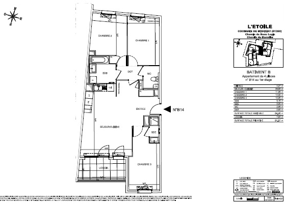 Mionnay, superbe 4 pieces 84m² avec terrasse 8m² 