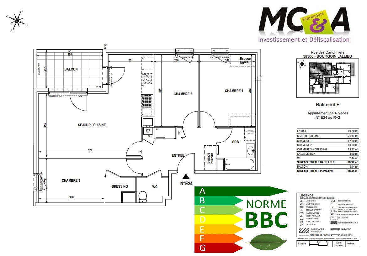Grand 4 pièces terrasse vue Dégagée 