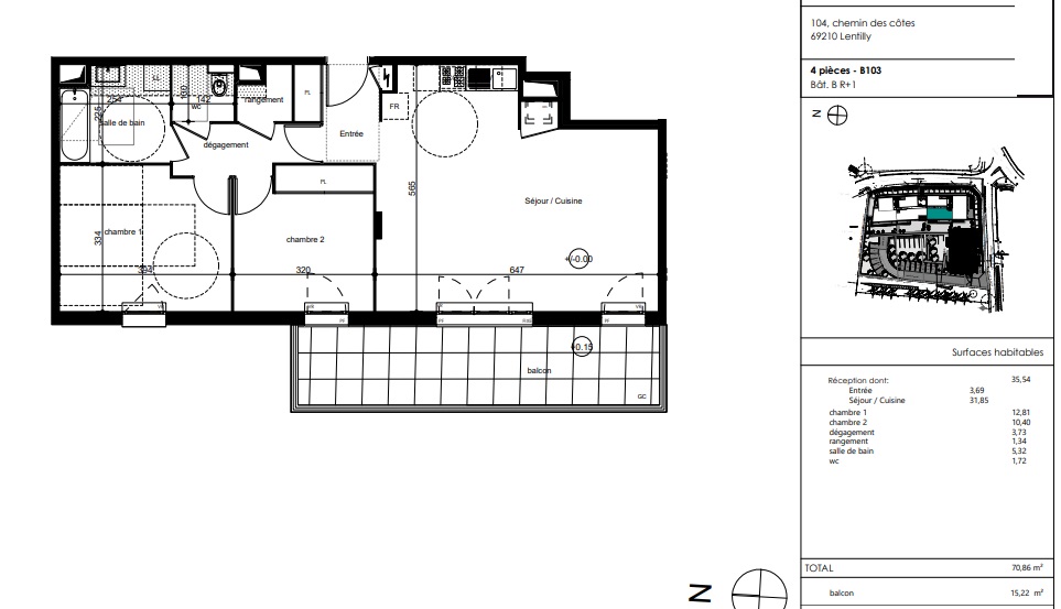 Lentilly 3 pieces 70 m² plus belle terrasse