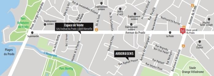Résidence à Marseille 13008 Quartier Saint Giniez, Doubles orientations pour certains logements, Commerces au pieds de la résidence,