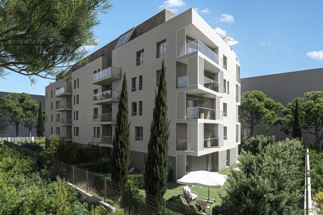 Résidence à Montpellier Commerces à proximité, Ecoles, parc public, Espace extérieur pour tous les logements,