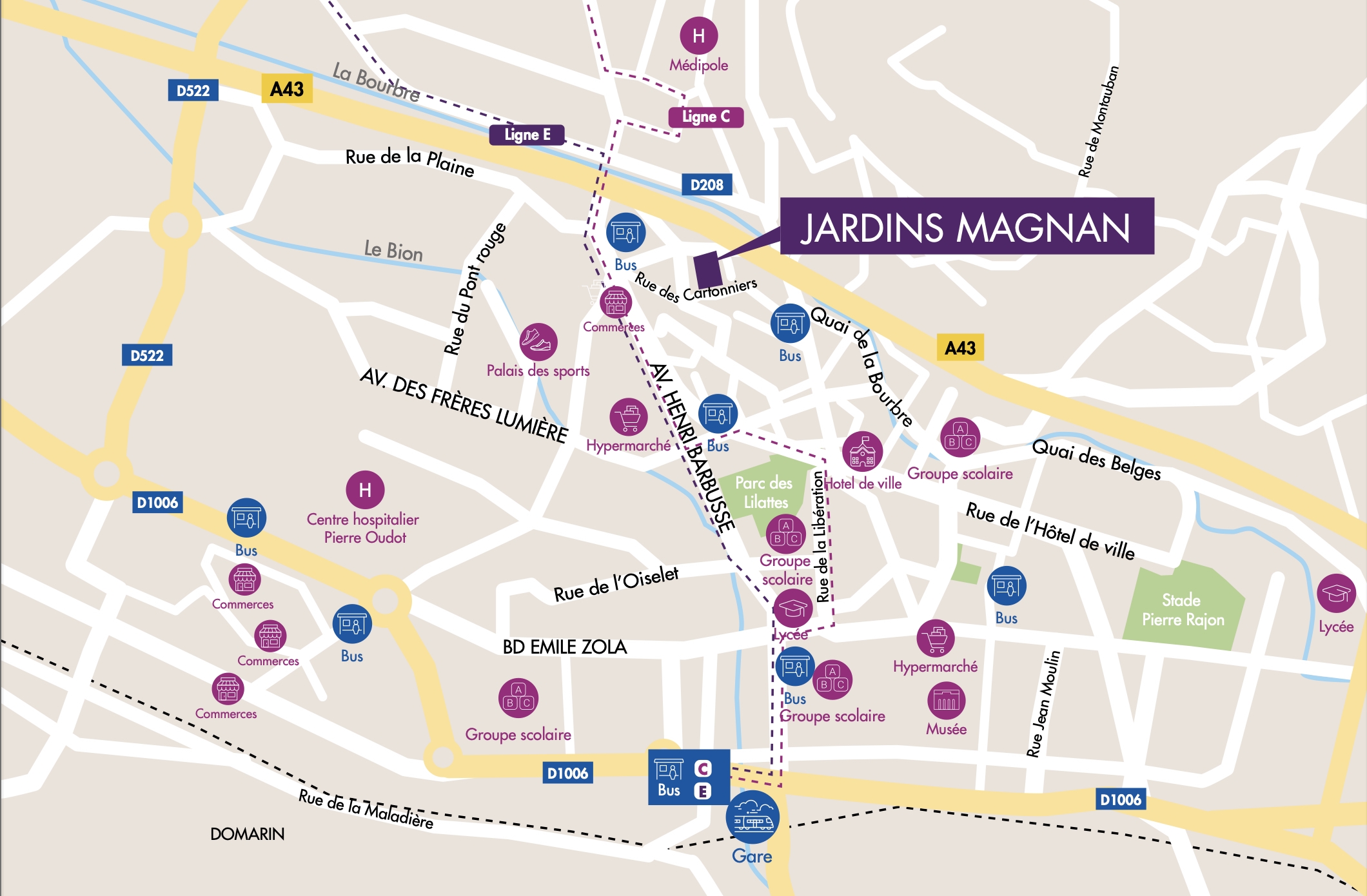 Résidence à Bourgoin Jallieu Proche Mairie, Proche Commerces et supermarchés,