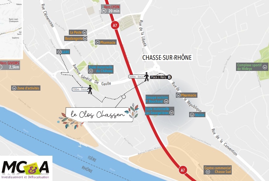 Résidence à Chasse-sur-Rhône : Vous apprécierez tout le confort offert par Le Clos Chassen, situé à quelques pas du centre-ville et de la gare. 29 appartements sont à découvrir dans cette résidence intimiste qui propose des appartements spacieux du 2 au 3 pièces, répartis dans deux petits bâtiments, l'un à un étage, l'autre à deux étages avec ascenseur. L'architecture, traditionnelle, favorise une intégration harmonieuse dans le paysage environnant alentour., ,