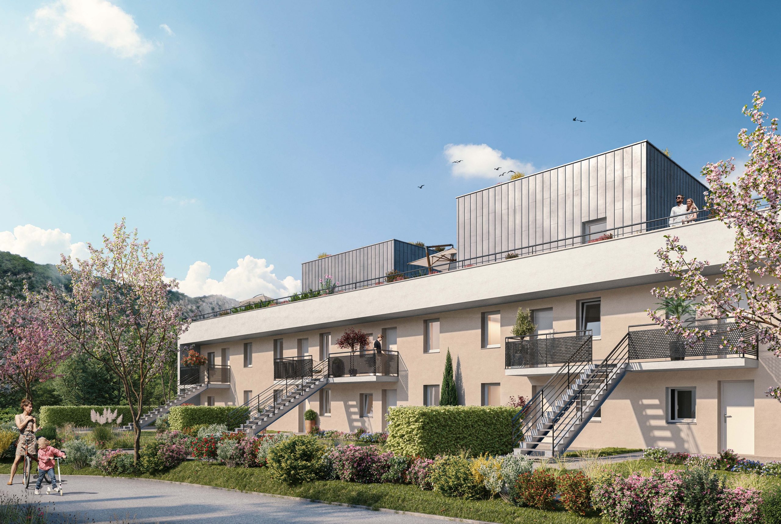 Résidence à Grenoble À 13 min du centre-ville Proche des commerces et des transports Du studio au 3 pièces avec terrasses ou jardins privatifs Résidence à Grenoble À 13 min du centre-ville, Proche des commerces et des transports, Du studio au 3 pièces avec terrasses ou jardins privatifs,