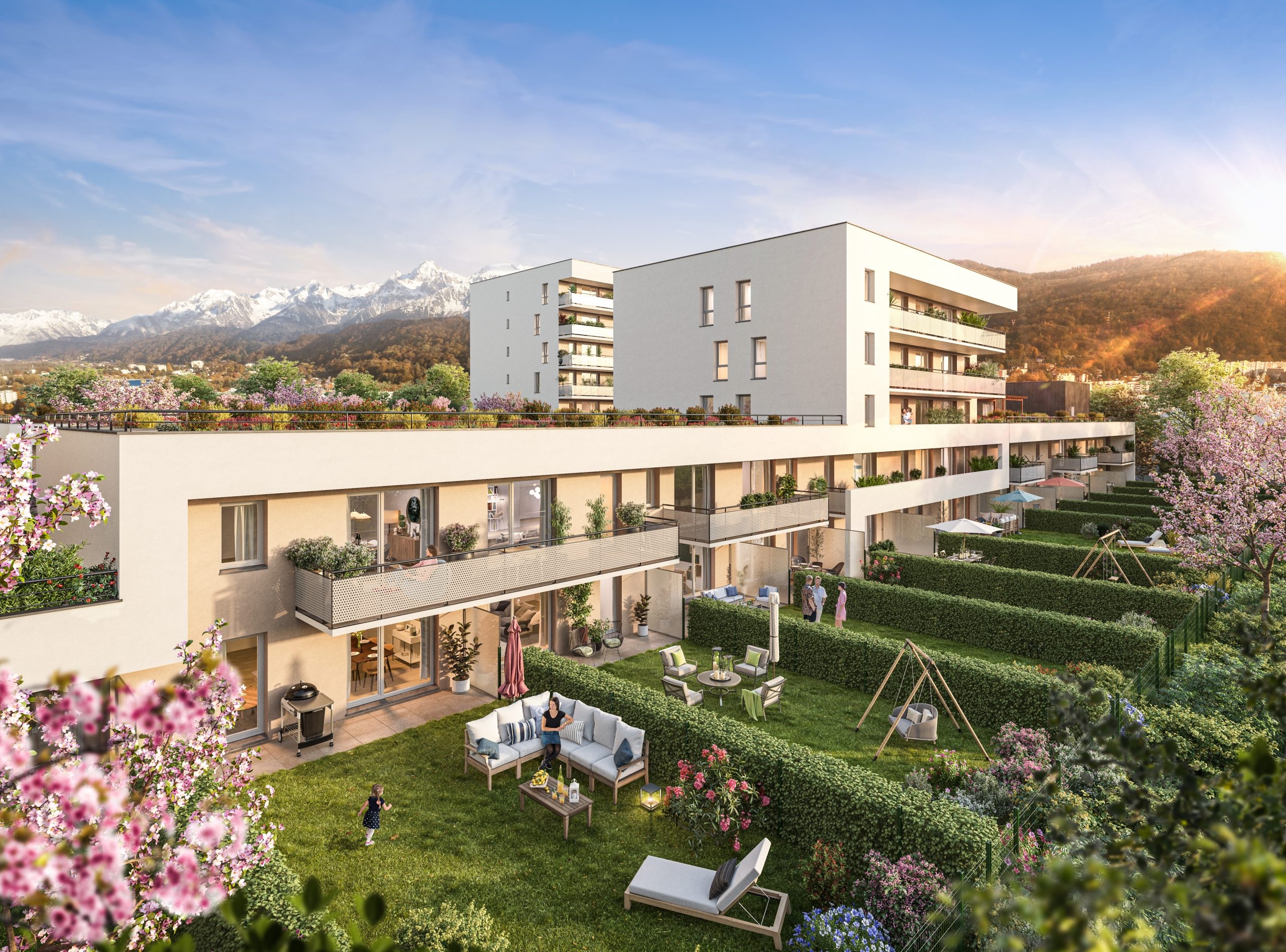 Résidence à Grenoble À 13 min du centre-ville Proche des commerces et des transports Du studio au 3 pièces avec terrasses ou jardins privatifs Résidence à Grenoble À 13 min du centre-ville, Proche des commerces et des transports, Du studio au 3 pièces avec terrasses ou jardins privatifs,