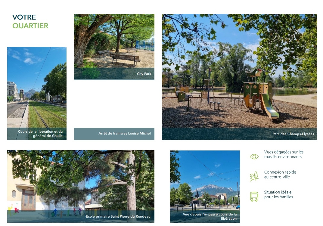 Résidence à Grenoble Résidence intimiste 35 logements au total : 26 logements en accession allant du studio au 4 pièces (seuls 2 T4 en attique) 2 bâtiments Résidence à Grenoble Résidence intimiste 35 logements au total : 26 logements en accession allant du studio au 4 pièces (seuls 2 T4 en attique) 2 bâtiments ,