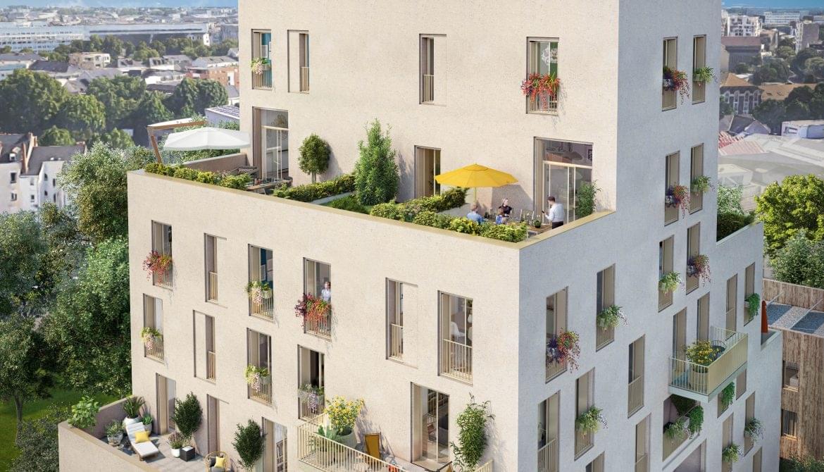 Résidence à Nantes Au cœur de l’île de Nantes proche du fut    À 100 m de la place de la République avec ses commerces, Prestations de qualité, vastes terrasses et beaux balcons, ,