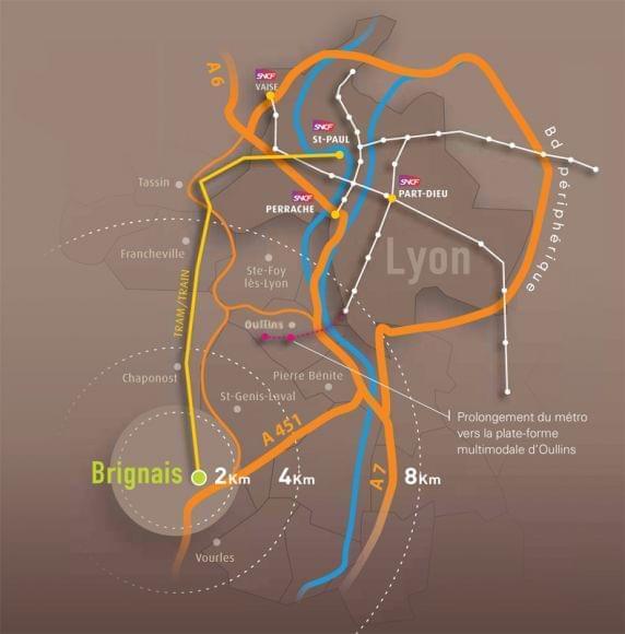 Résidence à Brignais Nouveau Tram-train en 2013, Programme BBC, Calme et verdure, Parquet dans les chambres, Volets roulants,