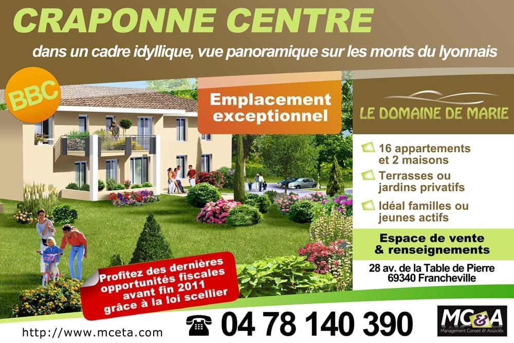 Résidence à Craponne petite résidence, seulement 16 appartements, 2 petites maisons, idéal famille, vue sur les monts du lyonnais,