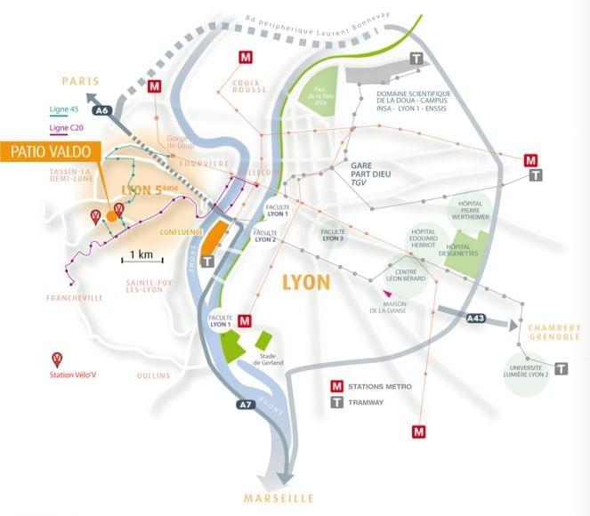 Résidence à Lyon 5 BBC, Carrelage 40x40, Parquet chêne, Volets roulants électriques,