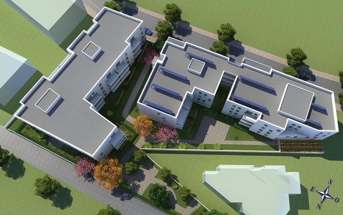 Résidence à Meyzieu BBC isolation renforcée panneaux solaires en toiture Résidence à Meyzieu BBC, isolation renforcée, panneaux solaires en toiture,
