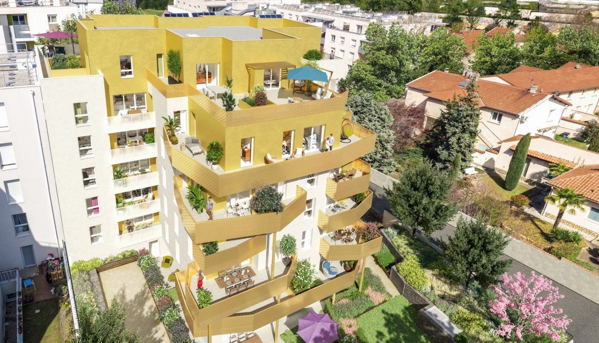 Résidence à Venissieux Métro D, Tram T4, bus et TER à proximité, Quartier calme en centre-ville, Jardins et terrasses jusqu’à 112 m2, ,