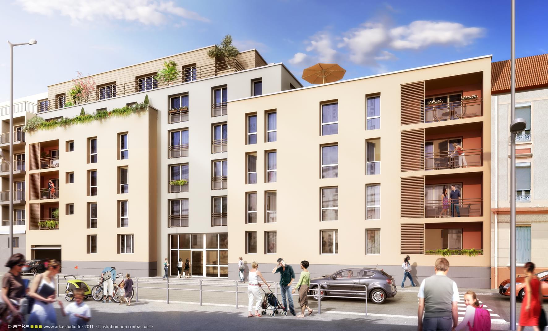 Résidence à Villeurbanne Quartier vivant, Nombreux commerces, Programme BBC, Appartements lumineux, Orientés Sud ou Ouest,