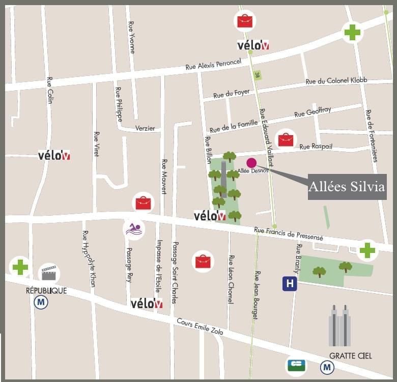 Résidence à Villeurbanne Groupe scolaire, Collège et lycée, Bus et métro, Tous commerces, Grandes surfaces,
