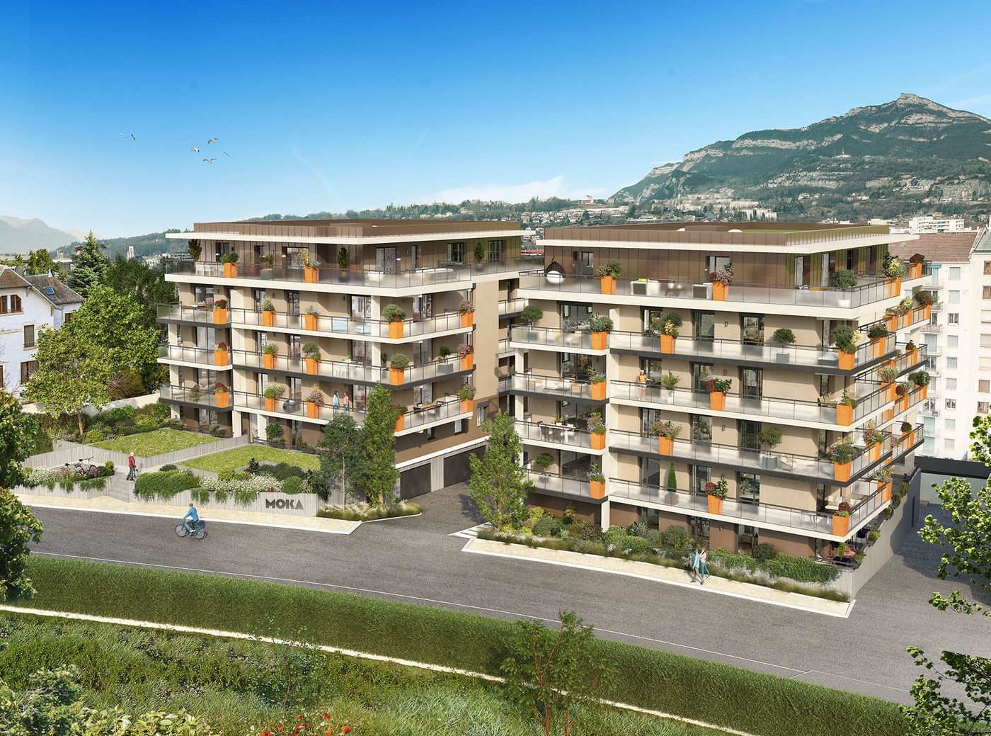 Résidence à Chambéry - Quartier résidentiel de Montjay, - A deux pas de l'hyper-centre, - 41 appartements du 2 au 4 pièces, - Stationnements boxés en rez-de-chaussée et en sous-sol, - Locaux à vélos, - RE2020,