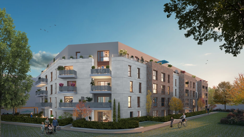Résidence à Aubervilliers Architecture contemporaine, Avec balcons, terrasses, jardins privatifs et espaces verts communs, Future gare du M12 et du M15 à 300 m,