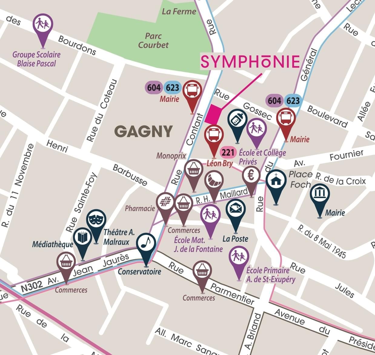Résidence à Gagny RER E VIA PARIS à 30 minutes, Bus ligne 221, Ecoles et collège, Commerces,