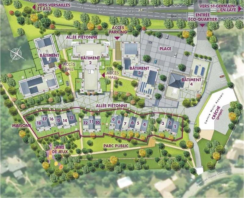 Résidence à Louveciennes Ecrin de verdure, Place commerçante, Basse Consommation,